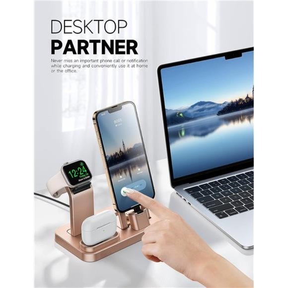 3 in 1 Charging Station for Apple Devices, Self Adjusting Charging Dock iWatch - Picture 6 of 6